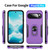 Google Pixel 10 Pro Pioneer Armor Heavy Duty PC + TPU Phone Case with Holder - Purple+Black