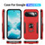 Google Pixel 10 Pro Pioneer Armor Heavy Duty PC + TPU Phone Case with Holder - Red+Black