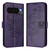 Google Pixel 10 Pro XL Embossed Butterfly Leather Phone Case - Dark Purple