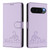 Google Pixel 10 Pro XL Global Cat Rat Embossed Pattern RFID Leather Phone Case with Lanyard - Purple