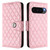 Google Pixel 10 Pro XL Global Rhombic Texture Flip Leather Phone Case with Lanyard - Pink