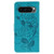 Google Pixel 10 Pro XL Rose Butterfly Embossed Leather Phone Case - Blue Google Pixel 10 Pro XL Rose Butterfly Embossed Leather Phone Case - Blue