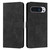 Google Pixel 10 Pro XL Skin Feel Heart Embossed Leather Phone Case with Long Lanyard - Black