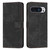Google Pixel 10 Pro XL Skin Feel Stripe Pattern Leather Phone Case with Lanyard - Black