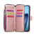 iPhone 17 Pro Max 9 Card Slots Zipper Wallet Bag Leather Phone Case - Rose Gold