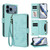 iPhone 17 Pro Max Butterfly Love Flower Multi-card Zipper Wallet Leather Phone Case - Mint Green