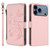 iPhone 17 Pro Max Butterfly Love Flower Multi-card Zipper Wallet Leather Phone Case - Pink