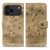 iPhone 17 Pro Max Cartoon Sakura Cat Embossed Leather Phone Case - Brown