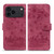 iPhone 17 Pro Max Cartoon Sakura Cat Embossed Leather Phone Case - Wine Red