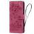 iPhone 17 Pro Max Cartoon Sakura Cat Embossed Leather Phone Case - Wine Red