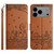iPhone 17 Pro Max Cat Embossing Pattern Leather Phone Case with Lanyard - Brown