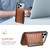 iPhone 17 Pro Max Crocodile Texture Card Bag Design Full Coverage Phone Case - Brown