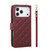 iPhone 17 Pro Max Crossbody Rhombic Zipper Tower Buckle Leather Phone Case with Lanyard - Wine Red