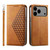 iPhone 17 Pro Max Cubic Grid Calf Texture Magnetic Leather Phone Case - Brown