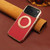 iPhone 17 Pro Max Denior A23 Magnetic Holder Electroplating Genuine Leather Phone Case - Red iPhone 17 Pro Max Denior A23 Magnetic Holder Electroplating Genuine Leather Phone Case - Red