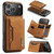iPhone 17 Pro Max DG.MING M2 Series 3-Fold Card Bag Wallet Leather Phone Case - Brown