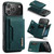 iPhone 17 Pro Max DG.MING M2 Series 3-Fold Card Bag Wallet Leather Phone Case - Green