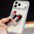 iPhone 17 Pro Max Diamond Glitter Mirror Heart Holder Phone Case - Transparent