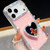 iPhone 17 Pro Max Diamond Glitter Mirror Heart Holder Phone Case - Transparent
