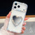 iPhone 17 Pro Max Diamond Glitter Mirror Heart Holder Phone Case - White