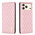 iPhone 17 Pro Max Diamond Lattice Magnetic Leather Flip Phone Case - Pink