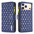 iPhone 17 Pro Max Diamond Lattice Zipper Wallet Leather Flip Phone Case - Blue