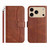 iPhone 17 Pro Max Dual-Folded S-shape Leather Phone Case - Coffee