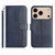 iPhone 17 Pro Max Dual-Folded S-shape Leather Phone Case - Navy Blue