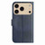 iPhone 17 Pro Max Dual-Folded S-shape Leather Phone Case - Navy Blue