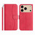 iPhone 17 Pro Max Dual-Folded S-shape Leather Phone Case - Rose Red