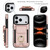iPhone 17 Pro Max Elastic Card Bag Ring Holder Phone Case - Rose Gold