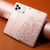 iPhone 17 Pro Max Embossed Heart Dog RFID Blocking Wallet Leather Phone Case - Rose Gold
