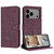 iPhone 17 Pro Max Embossed Kitten Phone Leather Case with Lanyard - Wine Red