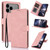 iPhone 17 Pro Max Fantasy Skin-feel Calfskin Texture Leather Phone Case - Pink