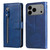 iPhone 17 Pro Max Fashion Calf Texture Zipper Leather Phone Case - Blue