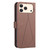 iPhone 17 Pro Max Geometric Pattern RFID Leather Phone Case - Brown