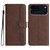 iPhone 17 Pro Max Heart Pattern Skin Feel Leather Phone Case - Brown