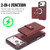 iPhone 17 Pro Max Kalebol Magnetic Button Card Bag MagSafe Ring Leather Phone Case - Red