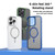 iPhone 17 Pro Max Kalebol Rotating Holder MagSafe PC Hybrid TPU Phone Case - Black