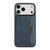 iPhone 17 Pro Max Kalebol Strong Magnetic MagSafe Tri-Fold Wallet Leather Phone Case - Blue