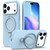 iPhone 17 Pro Max Liquid Silicone MagSafe Magnetic Phone Case with Ring Holder - Sky Blue
