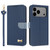 iPhone 17 Pro Max Metal Bow Leather Phone Case with Hand Strap - Dark Blue