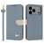 iPhone 17 Pro Max Metal Bow Leather Phone Case with Hand Strap - Light Blue iPhone 17 Pro Max Metal Bow Leather Phone Case with Hand Strap - Light Blue