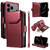 iPhone 17 Pro Max Multi Card Wallet Leather Phone Case with Strap - Red