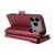 iPhone 17 Pro Max Multi Card Wallet Leather Phone Case with Strap - Red