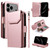 iPhone 17 Pro Max Multi Card Wallet Leather Phone Case with Strap - Rose Gold
