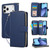 iPhone 17 Pro Max Nine-card Slots Zipper Wallet Bag Leather Phone Case - Blue