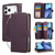 iPhone 17 Pro Max Nine-card Slots Zipper Wallet Bag Leather Phone Case - Dark Purple