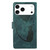 iPhone 17 Pro Max Pen Heart Cat Embossed Leather Phone Case - Green