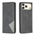 iPhone 17 Pro Max Rhombus Texture Magnetic Leather Phone Case - Black iPhone 17 Pro Max Rhombus Texture Magnetic Leather Phone Case - Black